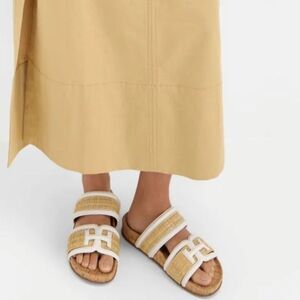 Sam Edelman Rowan Emblem Slide Footbed Sandals Denim Blue Suede 6.5 Double Strap
